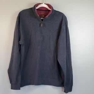 Orvis Men's Gray, Quarter Zip, Long Sleeve Sweater. Large